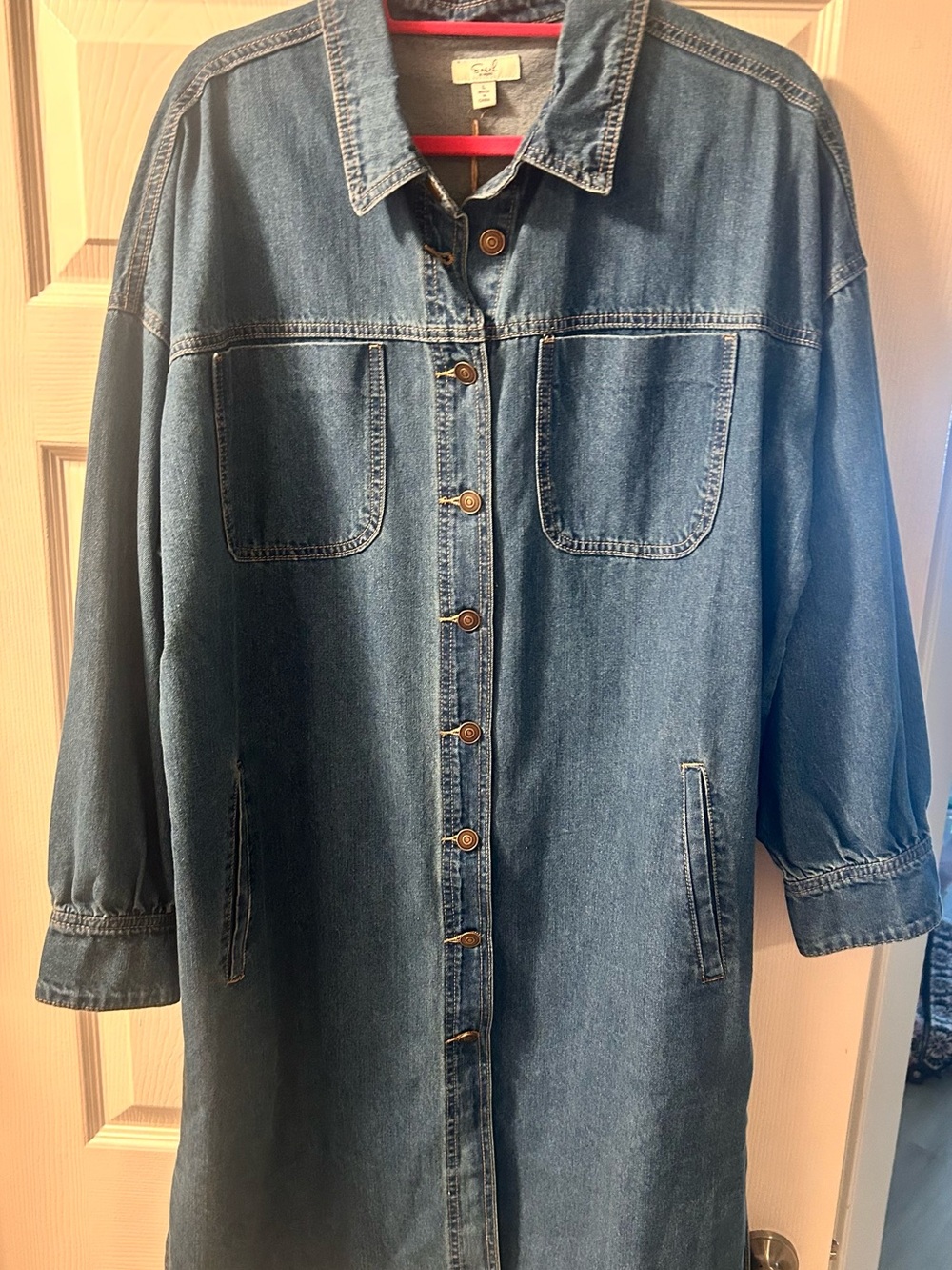 easel Medium Blue Longline Denim Jacket/dress